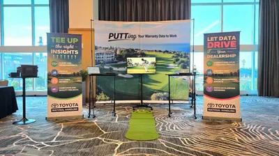 Adjustable Stand Banners - We needed everything for our booth From the background cloth with frame to the two side vinyl banners and stands we could not have been happier with the results
