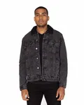 Threadfast Apparel Unisex Sherpa-Lined Denim Jacket Black Denim