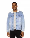 Threadfast Apparel Unisex Sherpa-Lined Denim Jacket LT DENIM