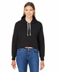 Ladies' Triblend Cropped Hooded Sweatshirt Black Solid