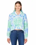 Ladies' Triblend Cropped Hooded Sweatshirt LAGOON TIE DYE