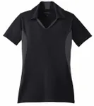 Sport-Tek Women's Side Blocked Micropique Sport-Wick Polo. LST655 Black/ Iron Grey
