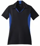 Sport-Tek Women's Side Blocked Micropique Sport-Wick Polo. LST655 Black/ True Royal