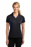 Sport-Tek Women's Side Blocked Micropique Sport-Wick Polo. LST655 Purple/ White