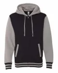 Heavyweight Varsity Full-Zip Hooded Sweatshirt Black/ Gunmetal Heather