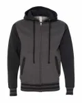 Heavyweight Varsity Full-Zip Hooded Sweatshirt Charcoal Heather/ Black