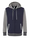 Heavyweight Varsity Full-Zip Hooded Sweatshirt Classic Navy/ Gunmetal Heather