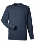 Unisex Long Sleeve Pocket T-Shirt Blue Blazer/ White Cap