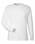 Unisex Long Sleeve Pocket T-Shirt White Cap/ Blue Blazer