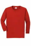 Gildan Youth Heavy Cotton 100% Cotton Long Sleeve T-Shirt. 5400B RED