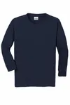 Gildan Youth Heavy Cotton 100% Cotton Long Sleeve T-Shirt. 5400B Navy