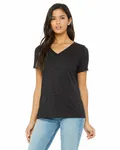 Bella + Canvas Ladies' Relaxed Heather CVC Jersey V-Neck T-Shirt Dark Gry Heather