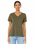 Bella + Canvas Ladies' Relaxed Heather CVC Jersey V-Neck T-Shirt Heather Olive