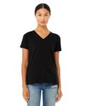 Bella + Canvas Ladies' Relaxed Heather CVC Jersey V-Neck T-Shirt Solid Blk Blend