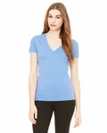 Bella + Canvas Ladies' Triblend Short-Sleeve Deep V-Neck T-Shirt Blue Triblend