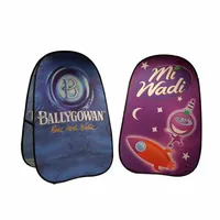 Two car sunshades with brand logos: left with 'Ballygowan' on a water-themed background; right with 'Mi Wadi' and a playful space-themed design.