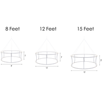 Three stylized line art icons representing different styles of trade show booths or display counters.