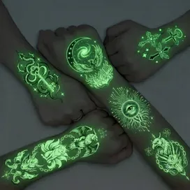 Glow Tattoos with Colorful Imprint - Custom Socks Now