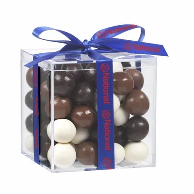 Cube Acrylic Gift Jars - Malt Balls - Custom Socks Now