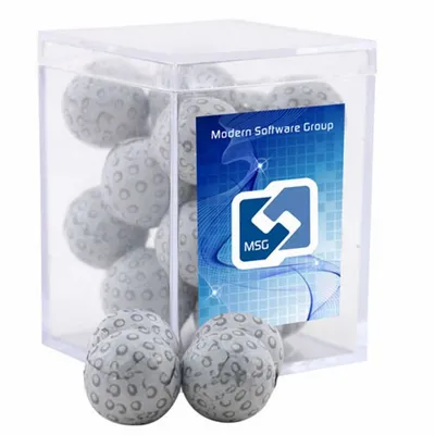 Acrylic Box with Chocolate Golf Balls - Small - Custom Socks Now