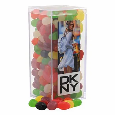 Large Rectangle Acrylic Candy Box with Assorted Jelly Beans - Custom Socks Now