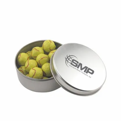 Round Tin with Chocolate Tennis Balls - SBF3000 - Custom Socks Now