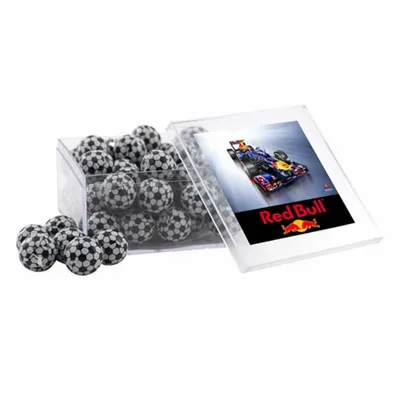 Acrylic Box with Chocolate Soccer Balls - Large - Custom Socks Now