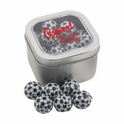 Window Tin with Chocolate Soccer Balls - SBF2700 - Custom Socks Now