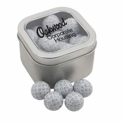 Window Tin with Chocolate Golf Balls - SBF2700 - Custom Socks Now