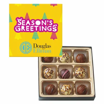 Truffle Gift Box Full Color Lid with 9 Truffles - Custom Socks Now