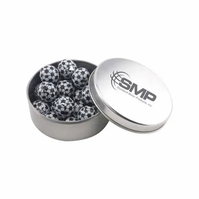 Round Tin with Chocolate Soccer Balls - SBF3000 - Custom Socks Now