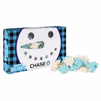 Snowman Die Cut Box with Gummy Glitter Snowflakes - Custom Socks Now