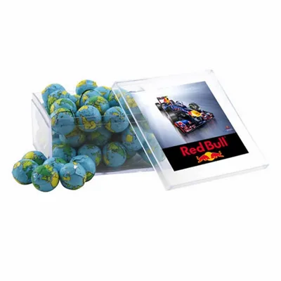 Acrylic Box with Chocolate Globes - Large - Custom Socks Now