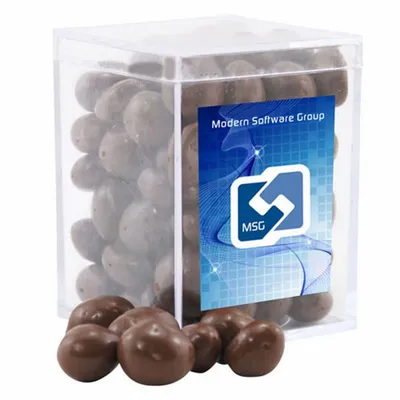 Acrylic Box with Choc Covered Peanuts - Small - Custom Socks Now