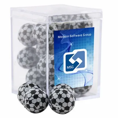 Acrylic Box with Chocolate Soccer Balls - Small - Custom Socks Now