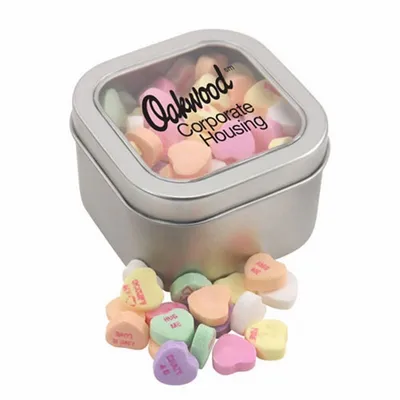 Window Tin with Conversation Hearts - Custom Socks Now