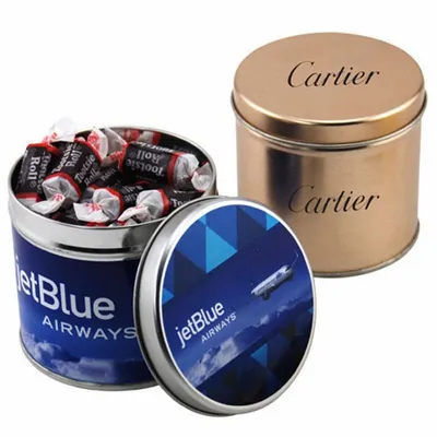 Round Tin with Tootsie Rolls - Custom Socks Now