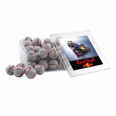 Acrylic Box with Chocolate Baseballs - Large - Custom Socks Now