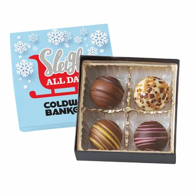 Truffle Gift Box Full Color Lid with 4 Truffles - Custom Socks Now