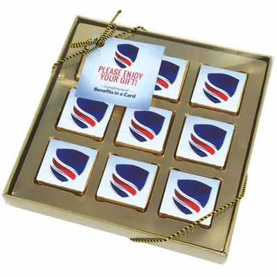 Nine Piece Chocolate Foiled Square Gift Box - Custom Socks Now