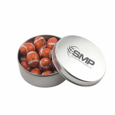 Round Tin with Chocolate Footballs - SBF3000 - Custom Socks Now