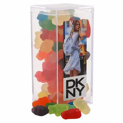 Clever Candy Large Rectangle Acrylic Candy Box with Gummy Bears - Custom Socks Now