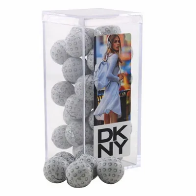 Acrylic Box with Chocolate Golf Balls - Medium - Custom Socks Now
