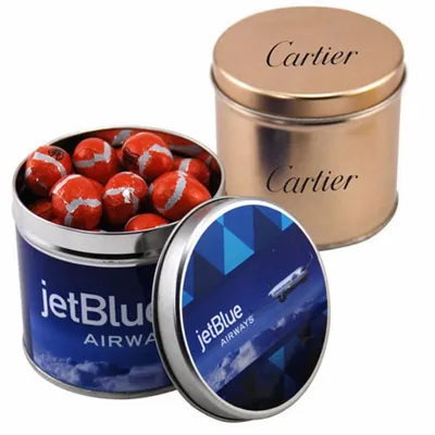 Round Tin with Chocolate Footballs - SBF4100 - Custom Socks Now