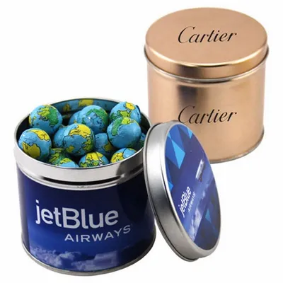 Round Tin with Chocolate Globes - SBF4100 - Custom Socks Now