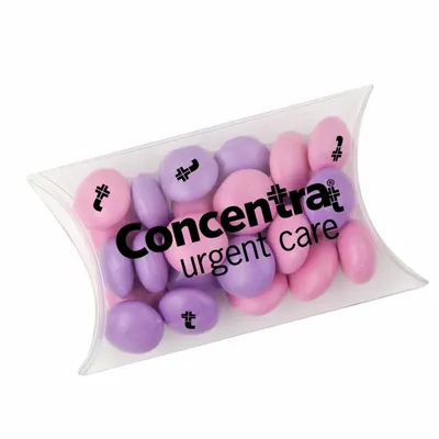 Small Pillow Box with Imprinted Chocolate Buttons - Custom Socks Now