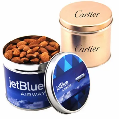 Round Tin with Almonds 3" - Custom Socks Now