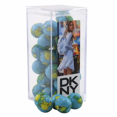 Acrylic Box with Chocolate Globes - Medium - Custom Socks Now