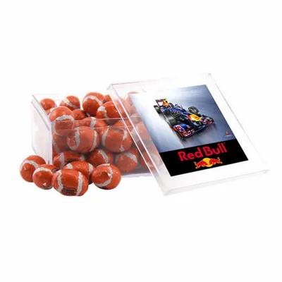 Acrylic Box with Chocolate Footballs - Large - Custom Socks Now