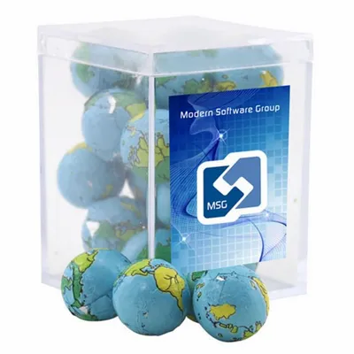 Acrylic Box with Chocolate Globes - Small - Custom Socks Now